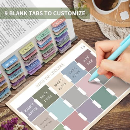 Taja Bible Tabs, 75 Large Print Index Tabs for Women & Men - color: F-macaron