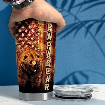 SANDJEST Dad Tumbler 20oz Stainless Steel Cup Papa Bear Insulated Travel Mug Dad Gifts from Daughter Son Gift for Dads Papa Father on Birthday Christmas Fathers Day - color: Dad