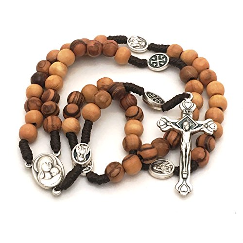 Olive Wood Rosary - Bethlehem Holy Soil, Christian Gift from Jerusalem