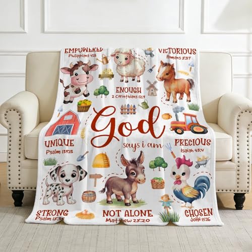 Farm Animals Blanket,Christian Gifts,Bible Verse Throw Blanket - color: Bible-farm Animal, size: 30"x40"
