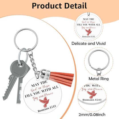 8 Pcs Christian Keychain for Women Men Acrylic Religious Keychain with Bible Verse Inspirational Religious Catholic Faith Spiritual Gifts for Women Scripture Key Chain Easter Christian Birthday Gift