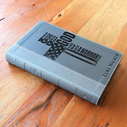Personalized NIV Bible, Large Print, Custom Holy Cross Bible, New International Version | Man of Faith, Black - color: Black Personalized Leather