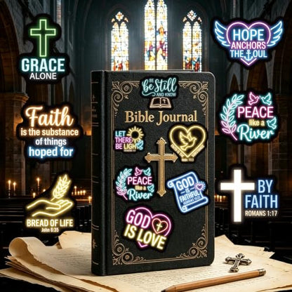 230PCS Neon Christian Bible Stickers, Inspirational Religious Jesus Faith Vinyl Bible Stickers, Waterproof Scripture Decals for Laptop Water Bottle Journal Scrapbook, Christian Gifts for Teens