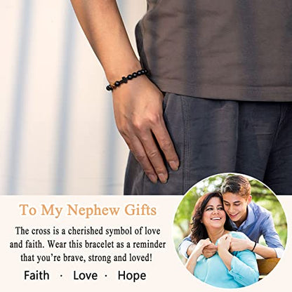 Cross Bracelet, To Mens Boys Christian Gifts for Birthday Christmas - style: Nephew