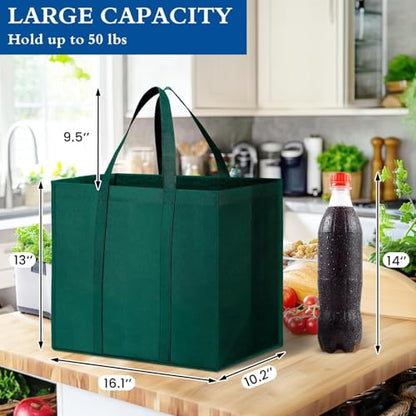 Reusable Grocery Shopping Bags 10 Pack Large Foldable Tote Bags Bulk - color: Black, Gray, Green, Purple, Claret