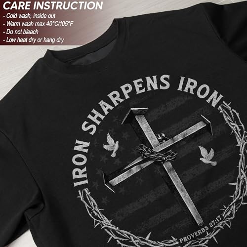 Iron Sharpens Iron T-Shirt Men, Christian Shirts for Men - color: Ds10-black, size: 3X-Large