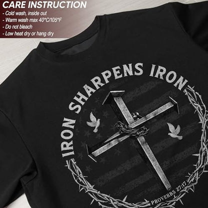 Iron Sharpens Iron T-Shirt Men, Christian Shirts for Men - color: Ds10-black, size: X-Large