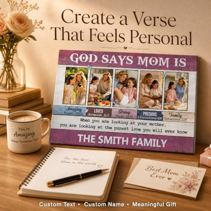 Personalized God Says Mom Is Photo Canvas With Name Christian Gift - color: Design03