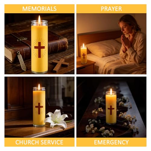 1 Pack Beeswax Prayer Candles, Devotional Candles in Glass - size: 1