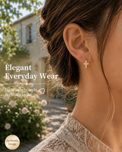 Cross Hoop Earrings for Women, Cross Stud Christian Faith Jewelry Gift