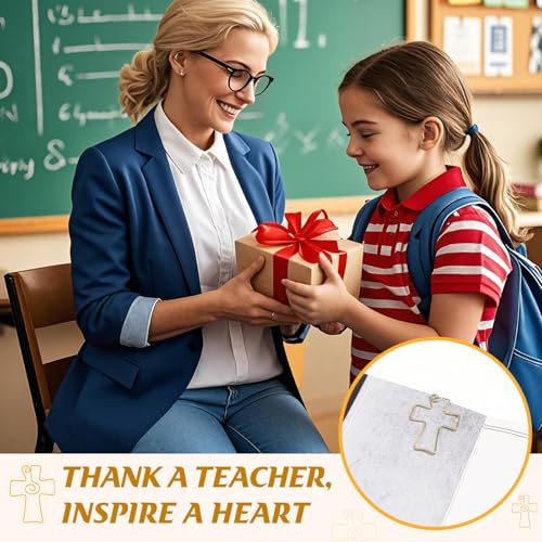 Skyygemm 12 Sets Religious Teacher Appreciation Gifts Cross Paper Clips for Bible Christian Bookmark Thank You Teacher Gift for End of Year Gifts Graduation Sunday School Party Supplies
