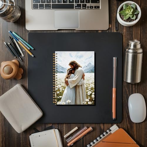 Jesus Holding the Girl Christian Notebook Journal, Church Notes Prayer Journal for Women Girls, Religious Gift Spiral Notebook, 5.5 x 8.3 Inch - color: 08Child
