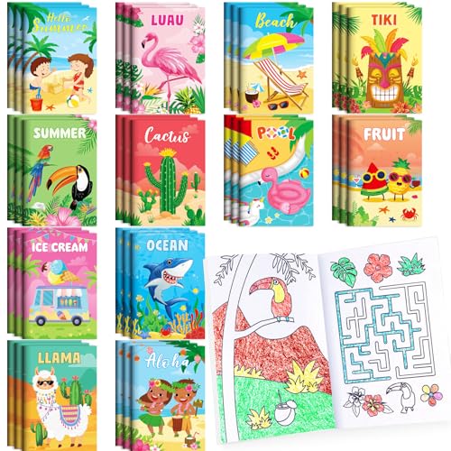 BenLouis 60Pcs Summer Mini Coloring Books Bulk for Kids Party Favors - style: Summer