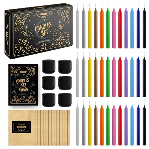 Wyspell 36 Colored Spell Candles Set | 5" x 1/2" | Witchcraft & Decor