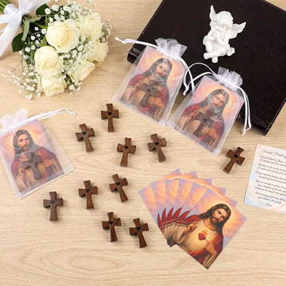 Nosiny 30 Sets Wooden Cross Fidget Gift Bulk Handheld Pocket Crosses Gift