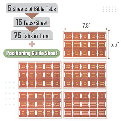 Mr. Pen- Laminated Bible Tabs, 75 pcs, Easy-to-Read & Apply - color: Metallic Gold Lettering 2