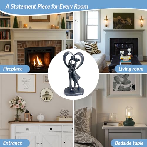 Anniversary Wedding Engagement Gift, Black Heart Statue for Couple - color: Black-heart