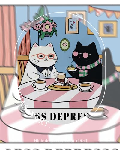 WHASAYART Funny Cat Coffee Wall Art More Espresso Less Depresso Deco 12x16 - color: Dialogue