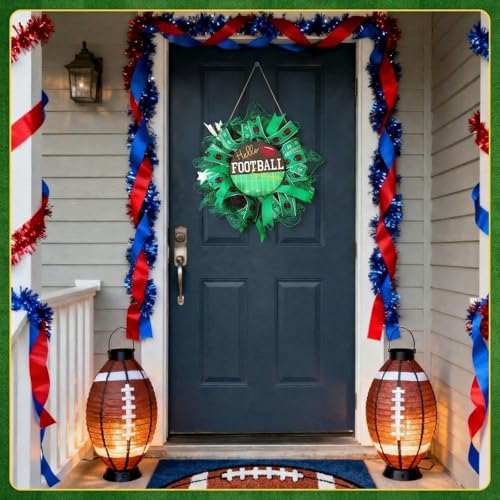 Cinnvoice Football Wreath Artificial Front Door Wreath - style: Football