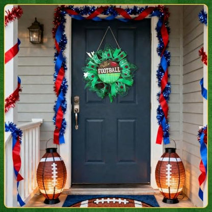 Cinnvoice Football Wreath Artificial Front Door Wreath - style: Football