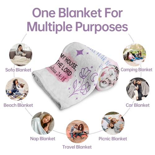 Baptism Gifts for Girl, Christian Blanket, Teen Girl Gifts Trendy Stuff - color: Purple, size: 80*60IN