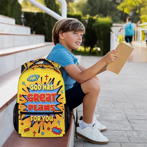 Kids Backpack Schoolbag for Boys Girls, Christian Gift Lightweight Backpacks for Kindergarten Primary Elementary Middle - color: Yellow