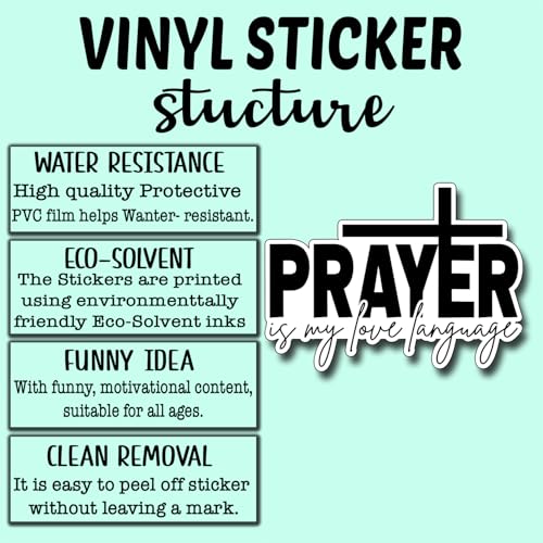 (3Pcs) Prayer is My Love Language Sticker Inspirational Decals Decorate Books Laptop Phone Water Bottles Kindles Tumbler Waterproof Vinyl Stickers 3 x 2,5" Inch - color: Prayer is My Love Language