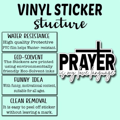 (3Pcs) Prayer is My Love Language Sticker Inspirational Decals Decorate Books Laptop Phone Water Bottles Kindles Tumbler Waterproof Vinyl Stickers 3 x 2,5" Inch - color: Prayer is My Love Language