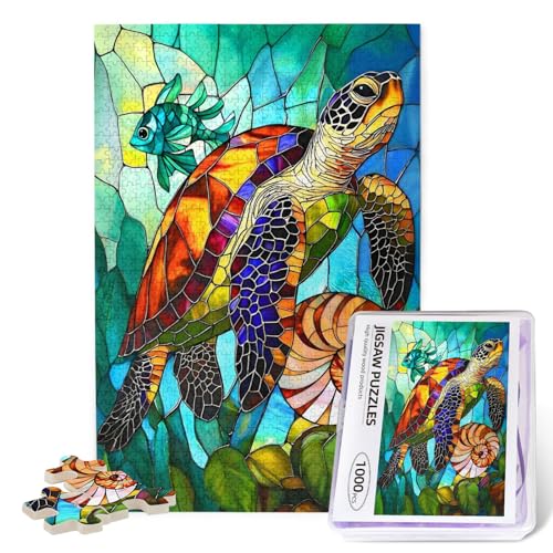 Sea Turtles Jigsaw Puzzles for Adults 1000 Pieces Sea Turtles Painting Wooden Jigsaw Puzzle Colorful Sea Turtles Puzzle for Family Friends Home Decor - color: Sea Turtles, size: 1000PCS