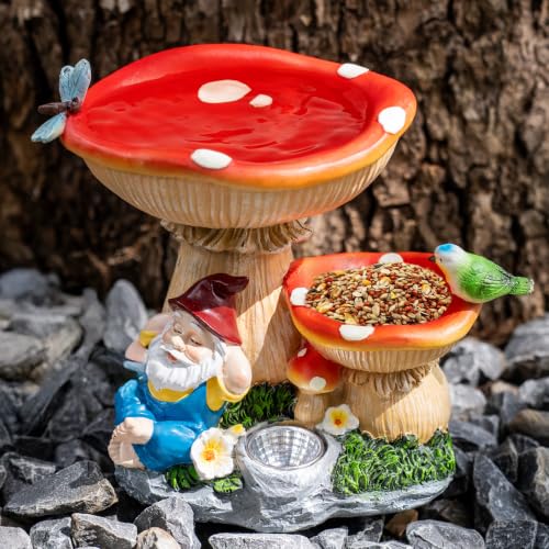 ZQQLITE Solar Gnome Statues Figurine Lights - Garden Lighting Outdoor Decorations, Gnome Sleeping Under Mushroom, Yard Art Lawn Ornaments for Porch Patio Balcony - Gnome Gifts for Women Mom - color: Sleeping Mushroom