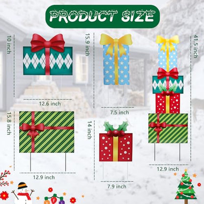 Bshine Christmas Outdoor Decor Stake,41.5" Metal Xmas Box Yard Sign,4 Pack - size: 41.5" Gift