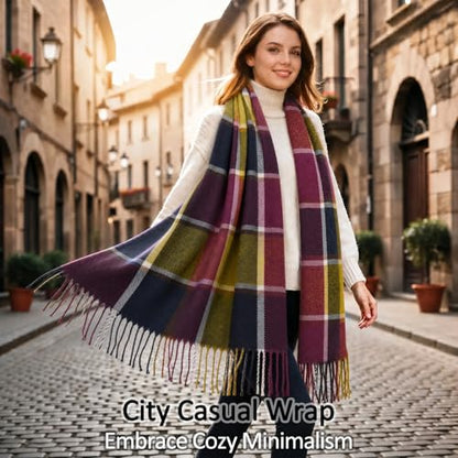 Loritta Winter Scarf for Women, Long Plaid Shawl Wraps Scarves Gifts - color: Color Lattice
