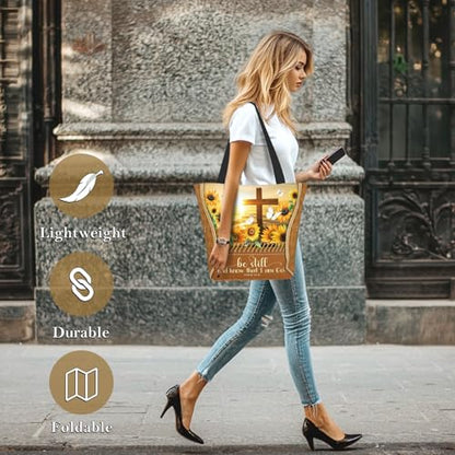 Bible Tote Bags For Women Religious Church Bag Christian Tote Bags Inspirational For Women Organizer Christian Gift - color: Bible Cross