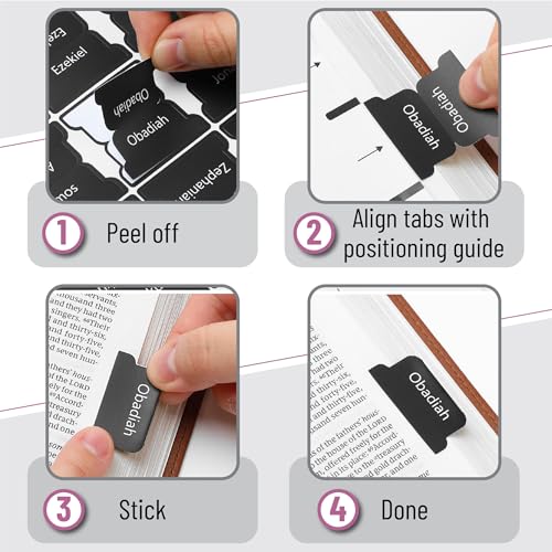 Mr. Pen- Laminated Bible Tabs, 75 pcs, Easy-to-Read & Apply - color: Black