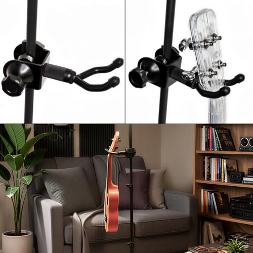 Ukulele Hanger, Ukulele/Mandolin/Banjo Holder Attachment for Microphone Stands,Ukulele Wall Mount Stand
