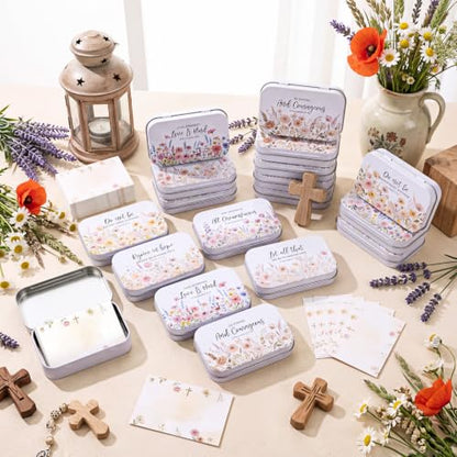 Rtteri 12 Pcs Prayer Boxes with Cards Christian Women Gifts, Pastel Floral - style: Pastel Floral