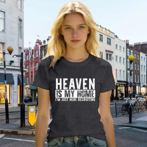 Christian Shirts for Women Bible Verse Faith Heaven is My Home Tee - color: Grey, size: X-Large