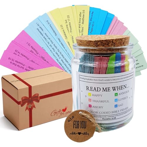 Bible Verse Jar Christian Gift For Women, Mom, Best Friend Stocking Stuffers Perfect For Christmas, Birthday,Retirement Religious Keepsake For Self Care, Anxiety, Depression Read Me When Scripture