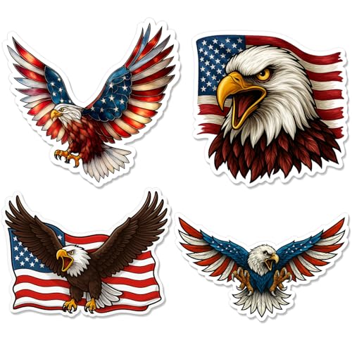 4 Pcs Eagle Stickers - American Bald Eagle Waterproof Vinyl Decals for Car - color: Eagle Stickers