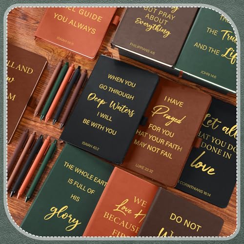 Thenshop 20 Pcs Christian Gifts Bulk for Men Women Journals Bulk and Pen - color: Black Brown