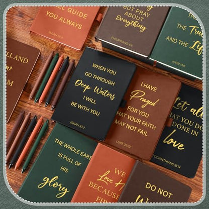 Thenshop 20 Pcs Christian Gifts Bulk for Men Women Journals Bulk and Pen - color: Black Brown