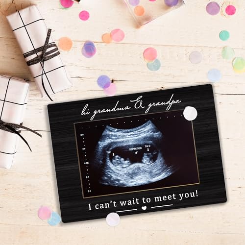 Grandparents Picture Frame, Grandparents Baby Announcement, Pregnancy Announcement for Grandparent, Ultrasound Picture Frames 4x6, Baby Sonogram Wooden Photo Picture Frames - color: meet