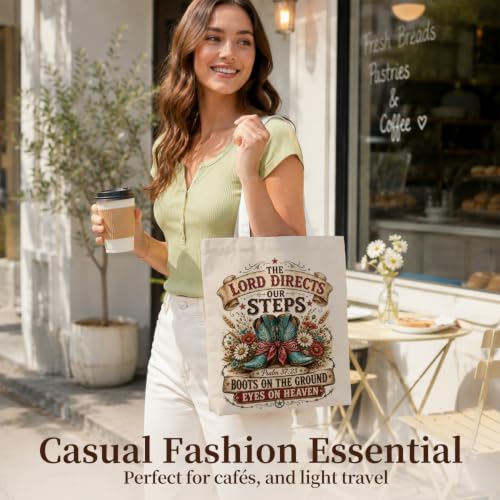 Western Cowgirl Canvas Tote Bag Cowgirl Gifts - color: Western Cowboy Theme 4