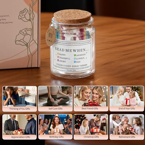 RainVibe Inspirational Bible Verse Jar with Tulip Crochet Doll - 96 Prayer Cards for Mom, Women, Teens | Christian Home Decor & Spiritual Encouragement - style: Tulip