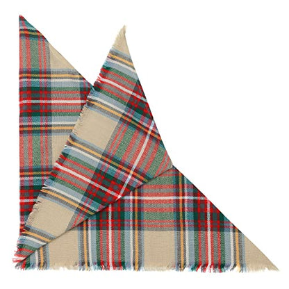 American Trends Scarfs for Women Winter Triangle Scarf Classic Plaid Warm Scarf Soft Scarves Knitted Wrap Shawl - color: Beige & Red & Green