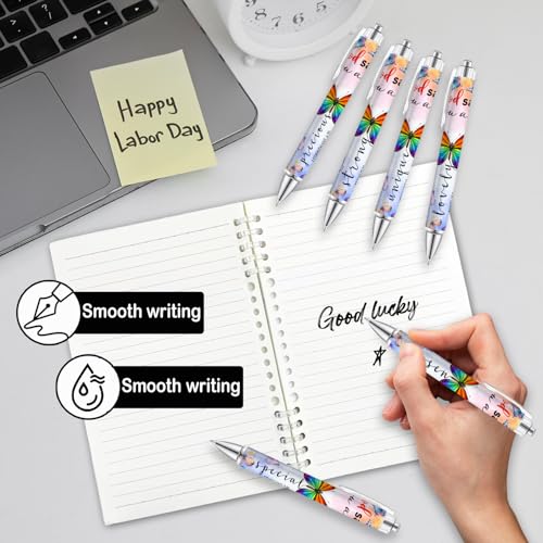 6Pcs Bible Verse Pens - Christian Gifts for Women, Butterfly Inspirational for Sister, Friend, Religious Office Supplies, Black Ink Smooth Writing Retractable Pens for School and Stress Relief - style: Bible Verse