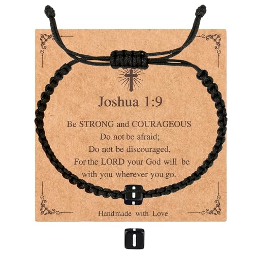 Handmade Letter Initial Bracelets A M K for Women Men Teens Cross Bracelet Black Rope Braided Jewelry Jesus Christian Bracelets Gift - color: I