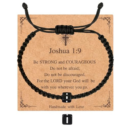 Handmade Letter Initial Bracelets A M K for Women Men Teens Cross Bracelet Black Rope Braided Jewelry Jesus Christian Bracelets Gift - color: I