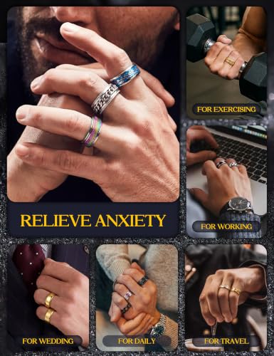 IRONBOX Stainless Steel Spinner Fidget Rings Set for Men Women