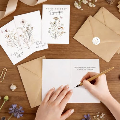 24 Pcs Bulk Sympathy Cards with Envelopes, Condolence Cards with 6 Designs